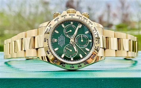 green gold daytona rolex|Rolex gold daytona green dial.